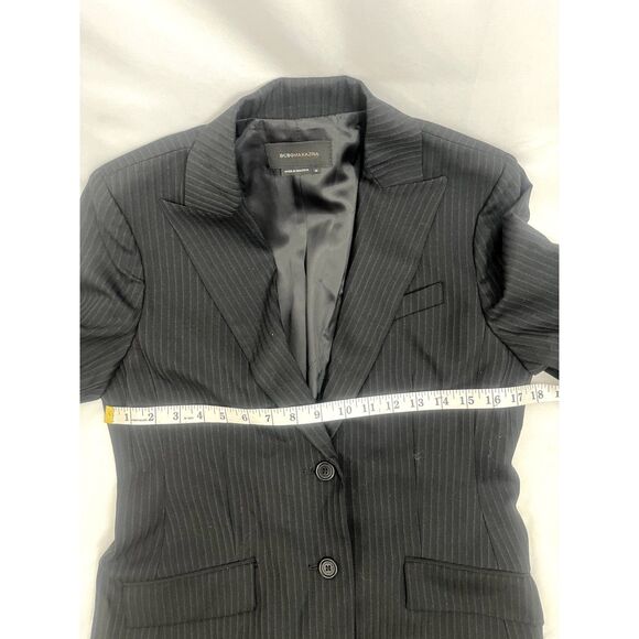 BCBG Max Azria Wool Blend Black Blazer Size M Striped Career Office Professional - Picture 9 of 10